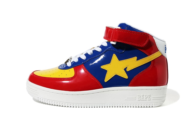BAPE BAPESTA Mid, Low OG Colorway Release Date sneakers drop buy patent leather 3m reflective accent logo 