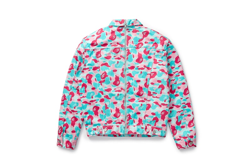 BAPE Miami & Levi's Spring/Summer 2020 Collaboration Collection Type III Split Trucker Jacket Indigo Camouflage Blue Pink Indigo Denim Cotton T-shirt 