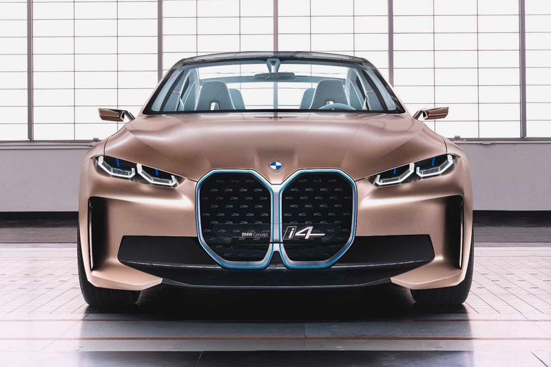 BMW Unveils i4 Concept Car With Redesigned Logo electric vehicle EV 2021 inext specs powertrain 