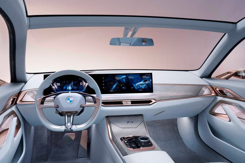 BMW Unveils i4 Concept Car With Redesigned Logo electric vehicle EV 2021 inext specs powertrain