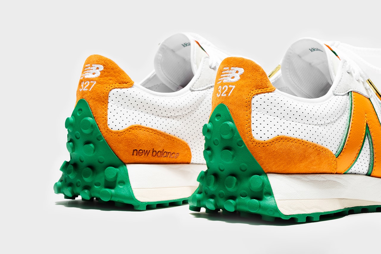 casablanca new balance release information buy cop purchase 327 white orange green details charaf tajer leather suede
