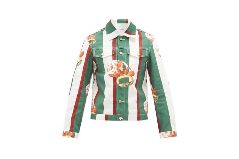 casablanca orange print striped cotton denim jacket orange baroque jeans