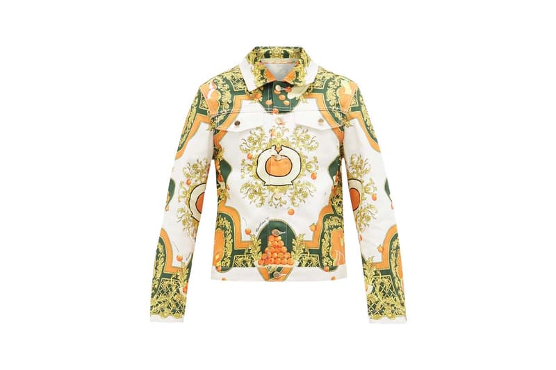 casablanca orange print striped cotton denim jacket orange baroque jeans