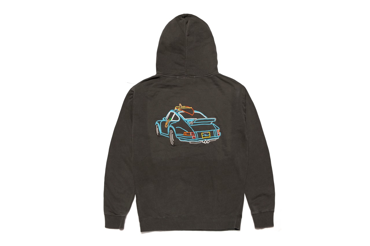 Chacha The Wave "Road Trip" Collection Jan Hrnjak Outlined Mind Hoodies T-Shirts Artwork California Porsche Surfing Waves Palm Trees Ocean Sun Black White Beige