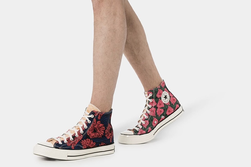 Converse Chuck 70 "Floral Blue" Canvas High Tops Sneakers Release Information Chuck Taylor All Star Hawaiian Print All Over Design Drop Browns Leather Rubber Sidewall
