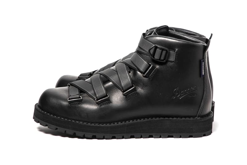 MEANSWHILE x Danner Mountain Light Boot Capsule collection reflective weaving tape fastening system navy suede brown black leather price details