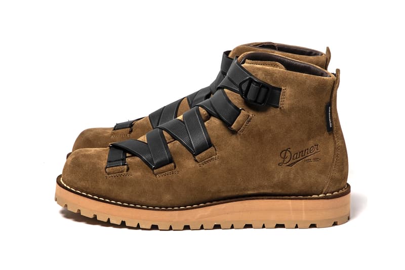 MEANSWHILE x Danner Mountain Light Boot Capsule collection reflective weaving tape fastening system navy suede brown black leather price details