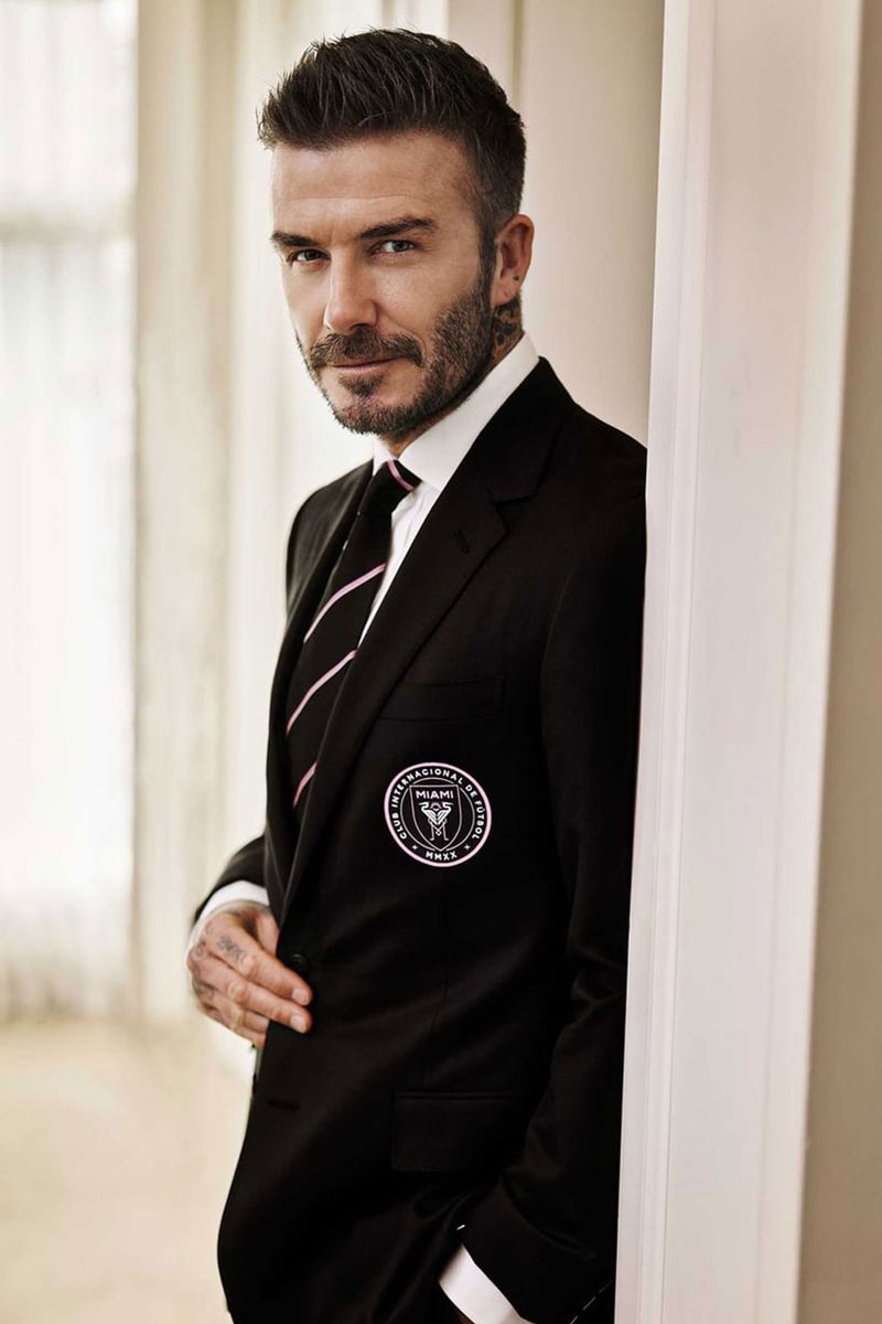 David Beckham in Ralph Lauren for Inter Miami cf purple label suit custom bespoke tailoring football soccer club