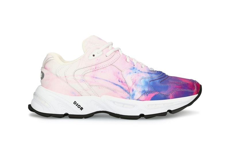 dior cd1 tie dye print sneaker in calfskin and mesh spring summer 2020 ss20 daniel arsham inspiration pink blue colorway 