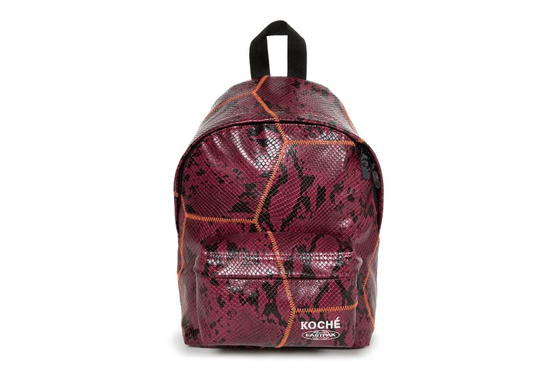 KOCHÉ Eastpak Bag Capsule Collection Padded Pak'r Kerr Tote Bag Fanny Pack Snakeskin Soccer Ball Contrasting Stitching Black Burgundy Red Blue 