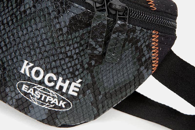 KOCHÉ Eastpak Bag Capsule Collection Padded Pak'r Kerr Tote Bag Fanny Pack Snakeskin Soccer Ball Contrasting Stitching Black Burgundy Red Blue