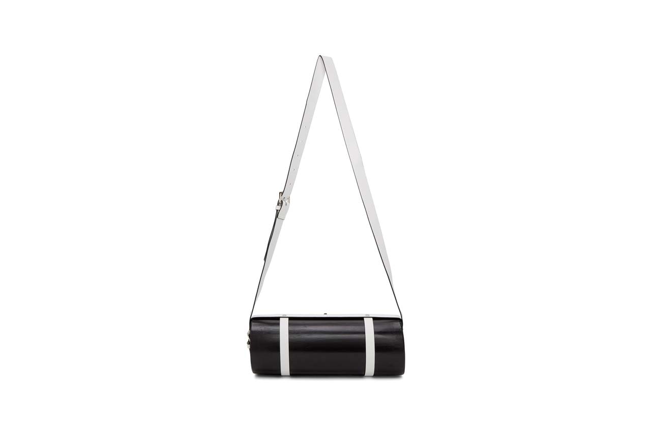 feng chen wang black bamboo bag white leather strap structured shape 