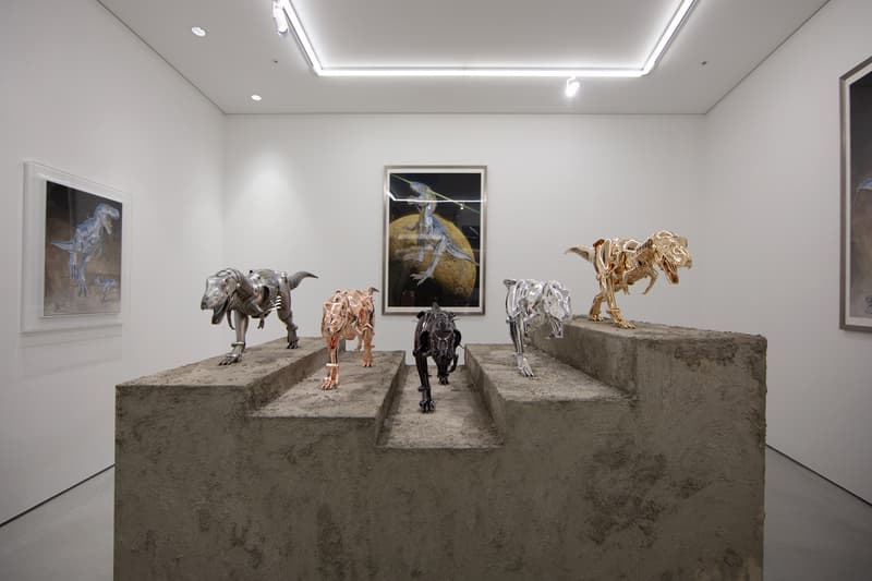 Inside Hajime Sorayama "Sex Matter" & "T-Rex" Exhibition NANAZUKA Gallery Feminine Robots Sculptures Paintings T-Rex Dinosaurs