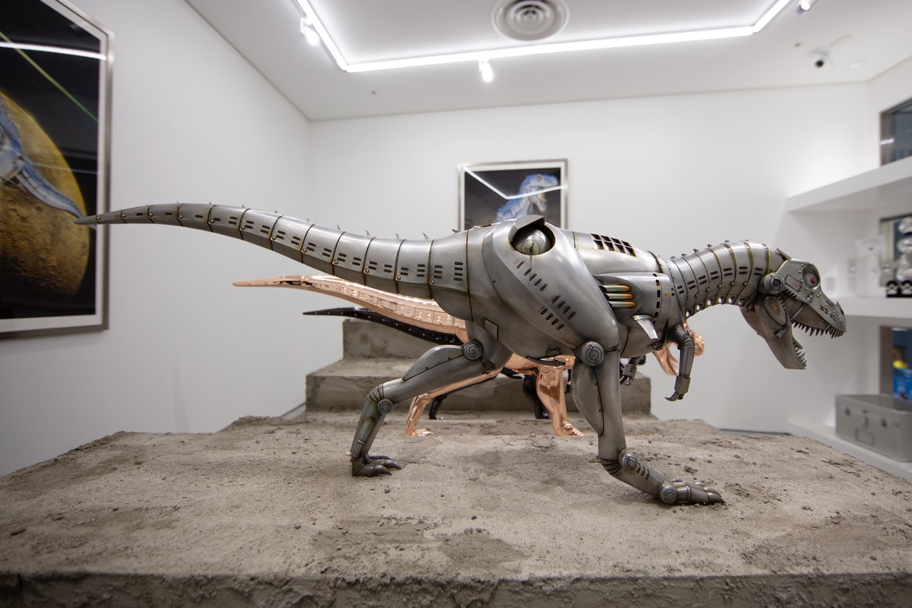 Inside Hajime Sorayama "Sex Matter" & "T-Rex" Exhibition NANAZUKA Gallery Feminine Robots Sculptures Paintings T-Rex Dinosaurs 