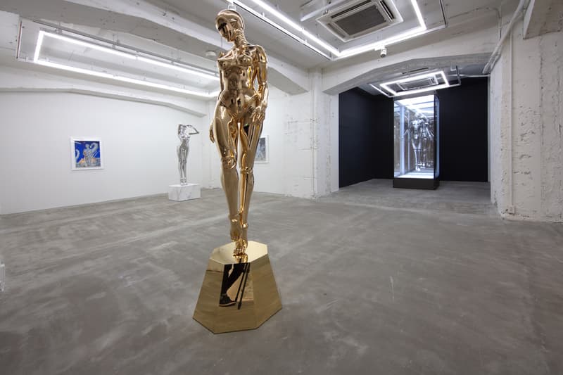 Inside Hajime Sorayama "Sex Matter" & "T-Rex" Exhibition NANAZUKA Gallery Feminine Robots Sculptures Paintings T-Rex Dinosaurs