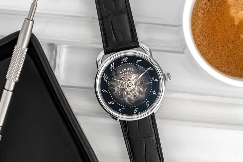 Hermès arceau squelette smoked sapphire crystal dial skeleton skeletonized movement watches accessories