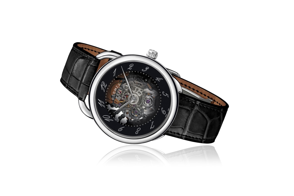 Hermès arceau squelette smoked sapphire crystal dial skeleton skeletonized movement watches accessories 