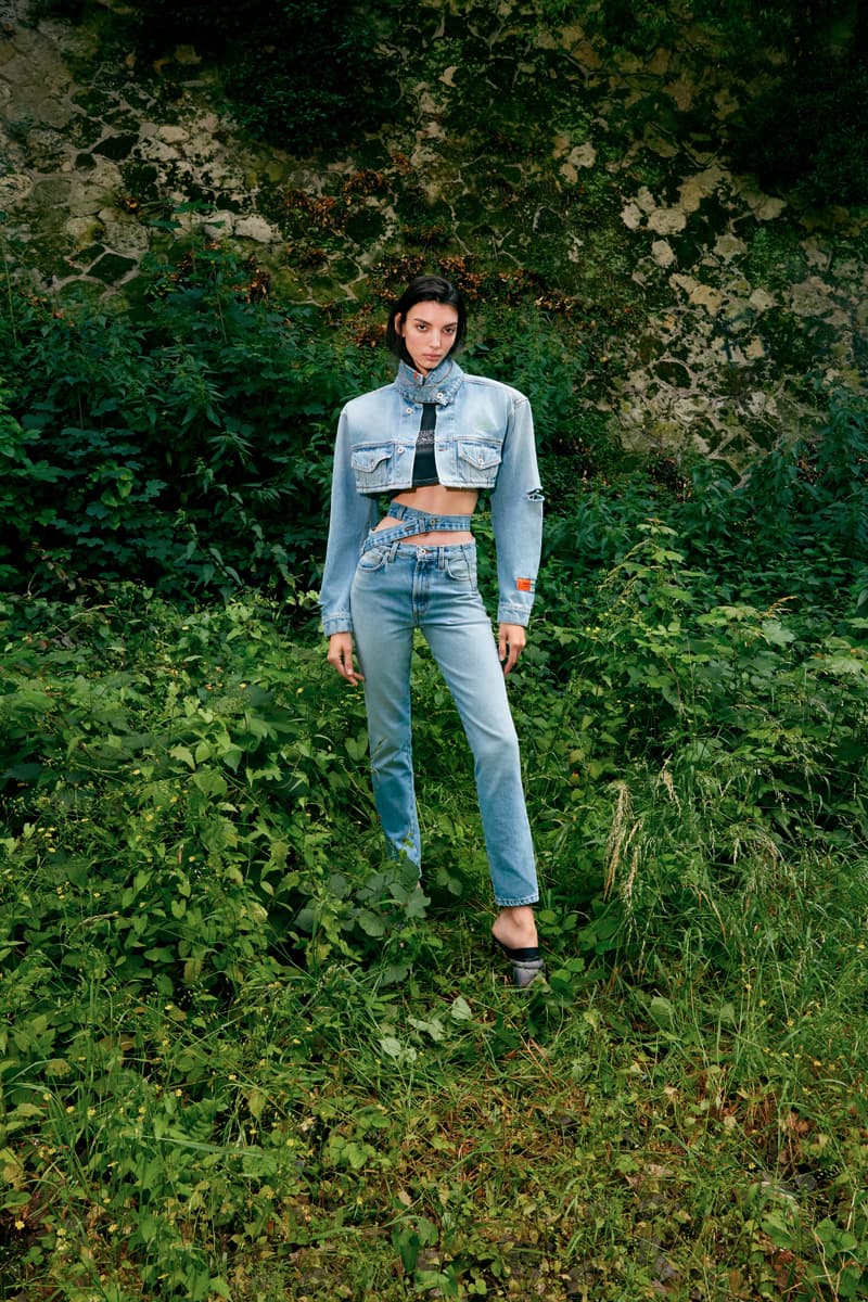 Sami Miró x Heron Preston Spring/Summer 2020 "Natural Disaster" Collaboration Collection Denim Jacket Mesh Body Suit Upcycled Shirts Sweatpants Crewnecks Patchwork Dresses Skirts