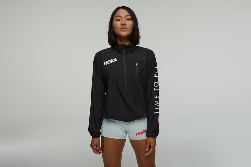 HOKA ONE ONE First Apparel and Accessories Collection Hoodies Short Sleeves Zipper Up Jackets Pants Bucket Hats Performance Tees Shorts GORE-TEX 