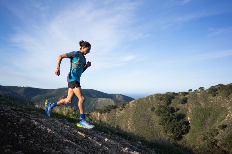 hoka one one tennine trail running shoe downhill grey blue yellow release date info photos price drizzle lunar rock