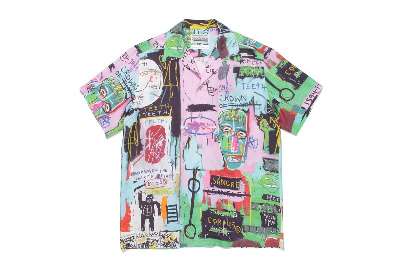 Jean Michel Basquiat WACKO MARIA Hawaiian Shirts menswear streetwear spring summer 2020 collection button ups short sleeves In Italian 1983  untitled 1984 Three Kings painting collaborations japanese designer 