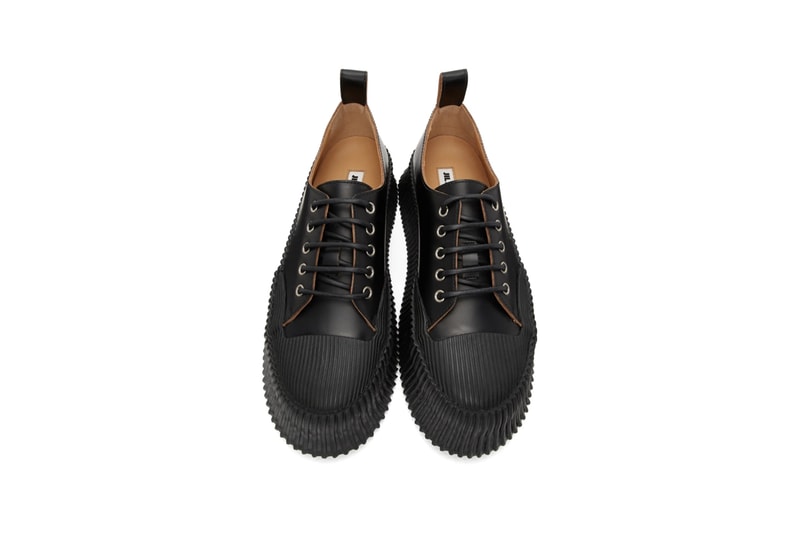 Jil Sander Black Vulcanized Rubber Sole Sneakers 201249M237032 Beige Colorway 201249M237033 Lucie Luke Meier Spring/Summer 2020 SS20 Footwear Sneaker Release Information Drop Date Closer Look SSENSE Cop Buy Online High End Sartorial Calfskin Leather Crepe Rubber Outsole Platform 2 Inches