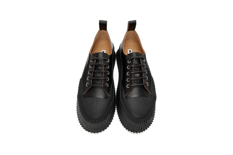 Jil Sander Black Vulcanized Rubber Sole Sneakers 201249M237032 Beige Colorway 201249M237033 Lucie Luke Meier Spring/Summer 2020 SS20 Footwear Sneaker Release Information Drop Date Closer Look SSENSE Cop Buy Online High End Sartorial Calfskin Leather Crepe Rubber Outsole Platform 2 Inches