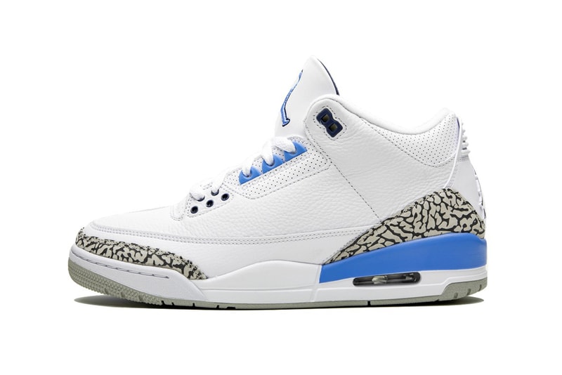 Jordan 3 Retro UNC valor blue white gray elephant michael jordan jumpman university of north carolina player edition 