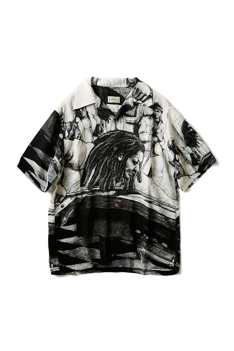 KAPITAL Black White Silk Hawaiian Shirt aloha hustler menswear streetwear monochromatic spring summer 2020 collection short sleeve button up kapital kountry kiro hirata japanese