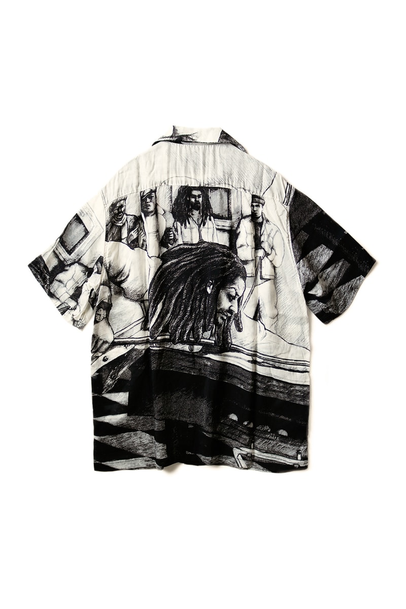 KAPITAL Black White Silk Hawaiian Shirt aloha hustler menswear streetwear monochromatic spring summer 2020 collection short sleeve button up kapital kountry kiro hirata japanese