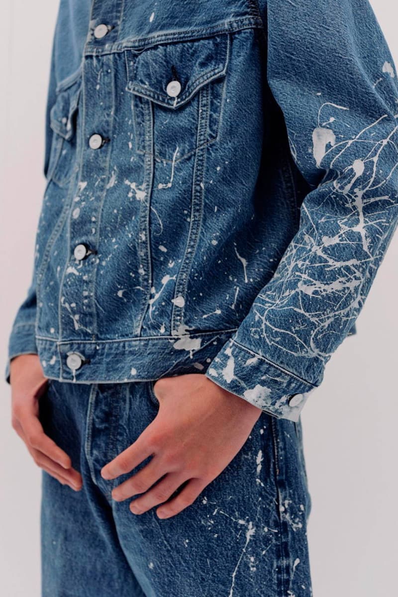 KURO Fall Winter 2020 2021 Lookbook collection menswear streetwear japanese brand black autumn denim made in japan minimalistic Yusuke Yabashi distressed jeans paint splatter