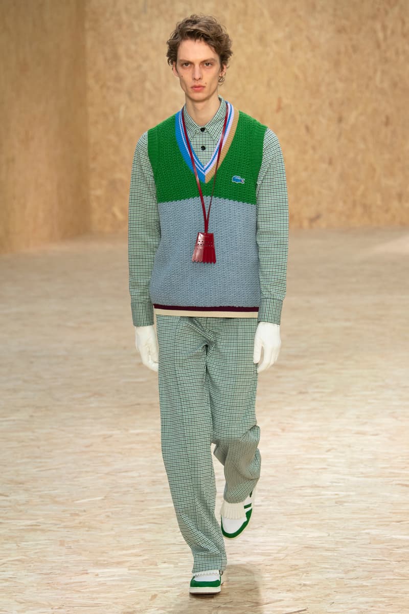 Lacoste Fall/Winter 2020 Runway Collection Blazers Jackets Blouses Trousers Crocodile Caddy Bags Jerseys L1212 Polos T-Clip Sneakers Vests Knitwear Caps
