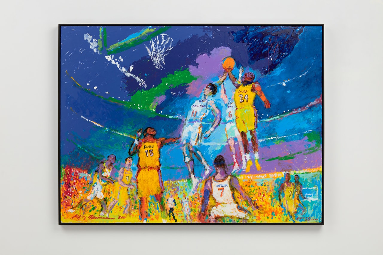 LeRoy Neiman 'Knicks vs Lakers' Over the Influence Gallery Hong Kong Kobe Bryant Painting Basketball "Rise and Shine"