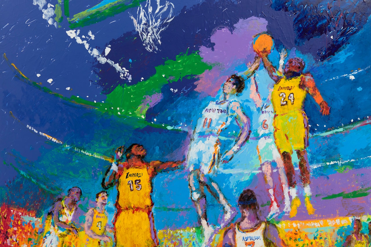 LeRoy Neiman 'Knicks vs Lakers' Over the Influence Gallery Hong Kong Kobe Bryant Painting Basketball "Rise and Shine"