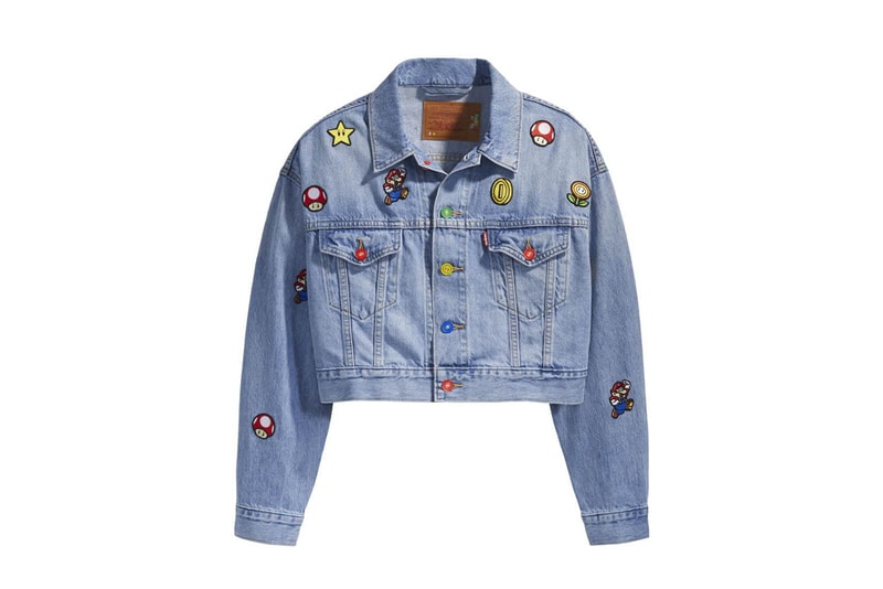 Nintendo x Levi's "Super Mario" Collection Collaboration Mario Luigi Yoshi Princess Peach Toad Denim Jacket Jorts T-shirts Hoodies Tote Bags Blue Red White 