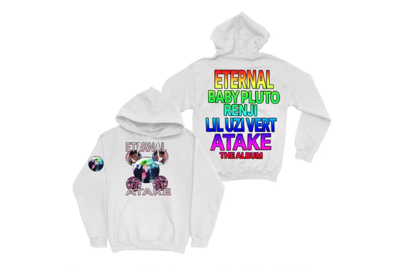 Lil Uzi Vert 'Eternal Atake' Merch, Accessories 2020 may 15 release date info buy web store sweatpants hoodie tee shirt poster black light tray album