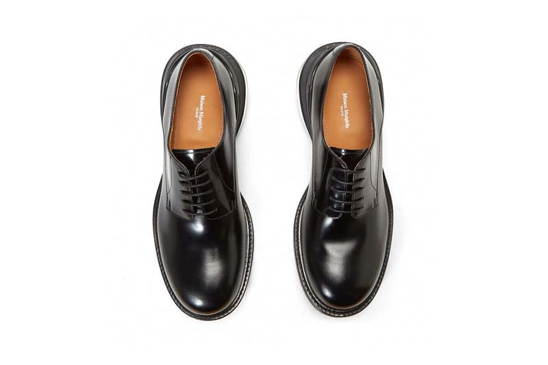 maison margiela airbag heel leather shoes black colorway