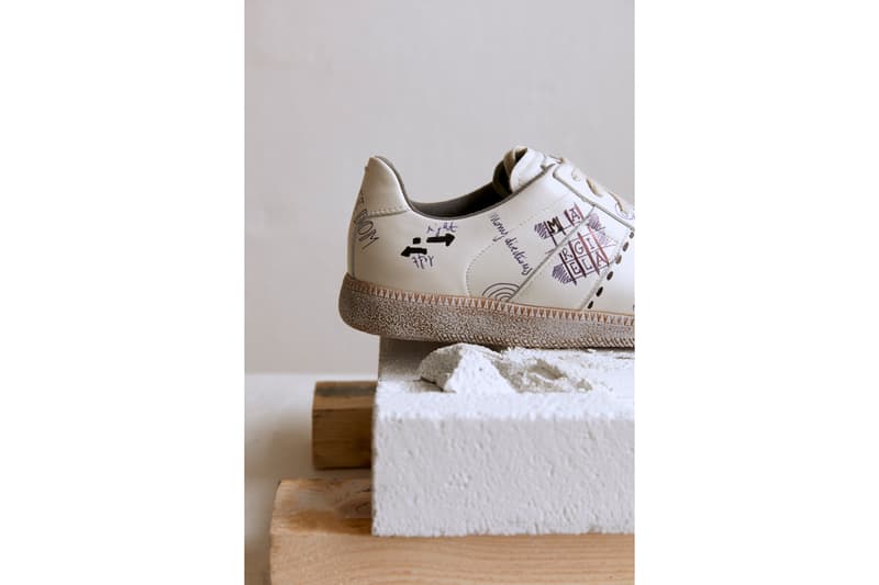 Mytheresa x Maison Margiela "Vintage Graffiti" Men's Replica Sneakers White Gray Drawings French Phrases