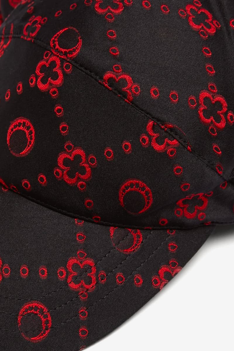Marine Serre Flou Jacquard Silk-Blend Satin Cap Release Info Buy Price MATCHESFASHION Black Red