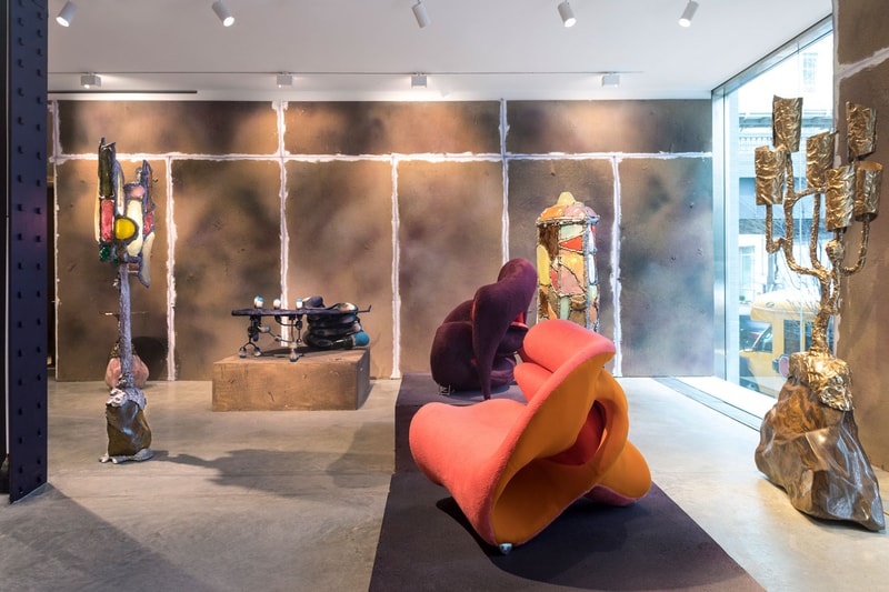 Misha Kahn "Soft Bodies, Hard Spaces" Exhibition Friedman Benda Gallery Design Show Sculptural Objects Sofas Chandeliers Chairs Lamps