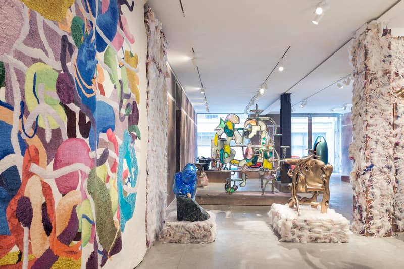 Misha Kahn "Soft Bodies, Hard Spaces" Exhibition Friedman Benda Gallery Design Show Sculptural Objects Sofas Chandeliers Chairs Lamps