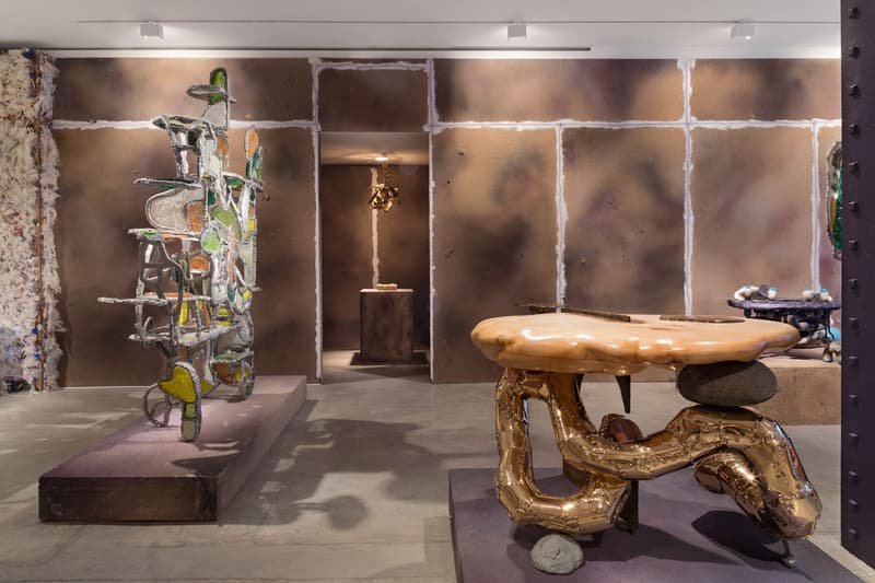 Misha Kahn "Soft Bodies, Hard Spaces" Exhibition Friedman Benda Gallery Design Show Sculptural Objects Sofas Chandeliers Chairs Lamps
