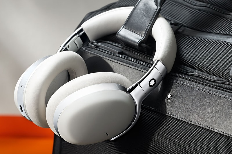 montblanc smart headphones wireless over ear release black leather with chrome metal finishes brown leather with gold colored metal finishes light grey leather 