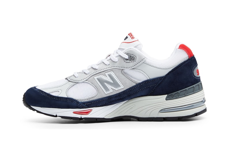 New Balance 991 Made in UK in Grey Navy Red M991GWR