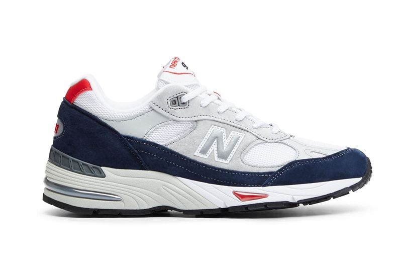 New Balance 991 Made in UK in Grey Navy Red M991GWR