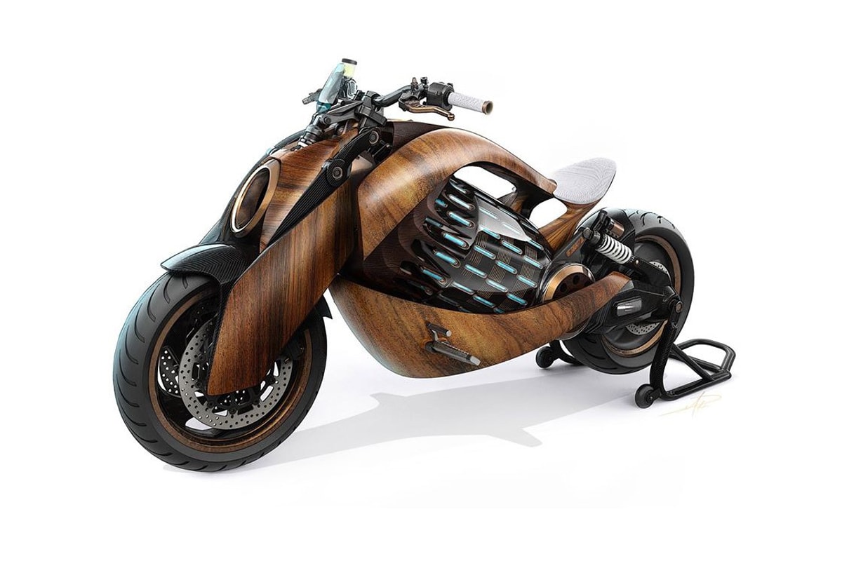 newron motors french france ev 1 motorcycle electric ev wood wooden bike battery motor concept limited edition 