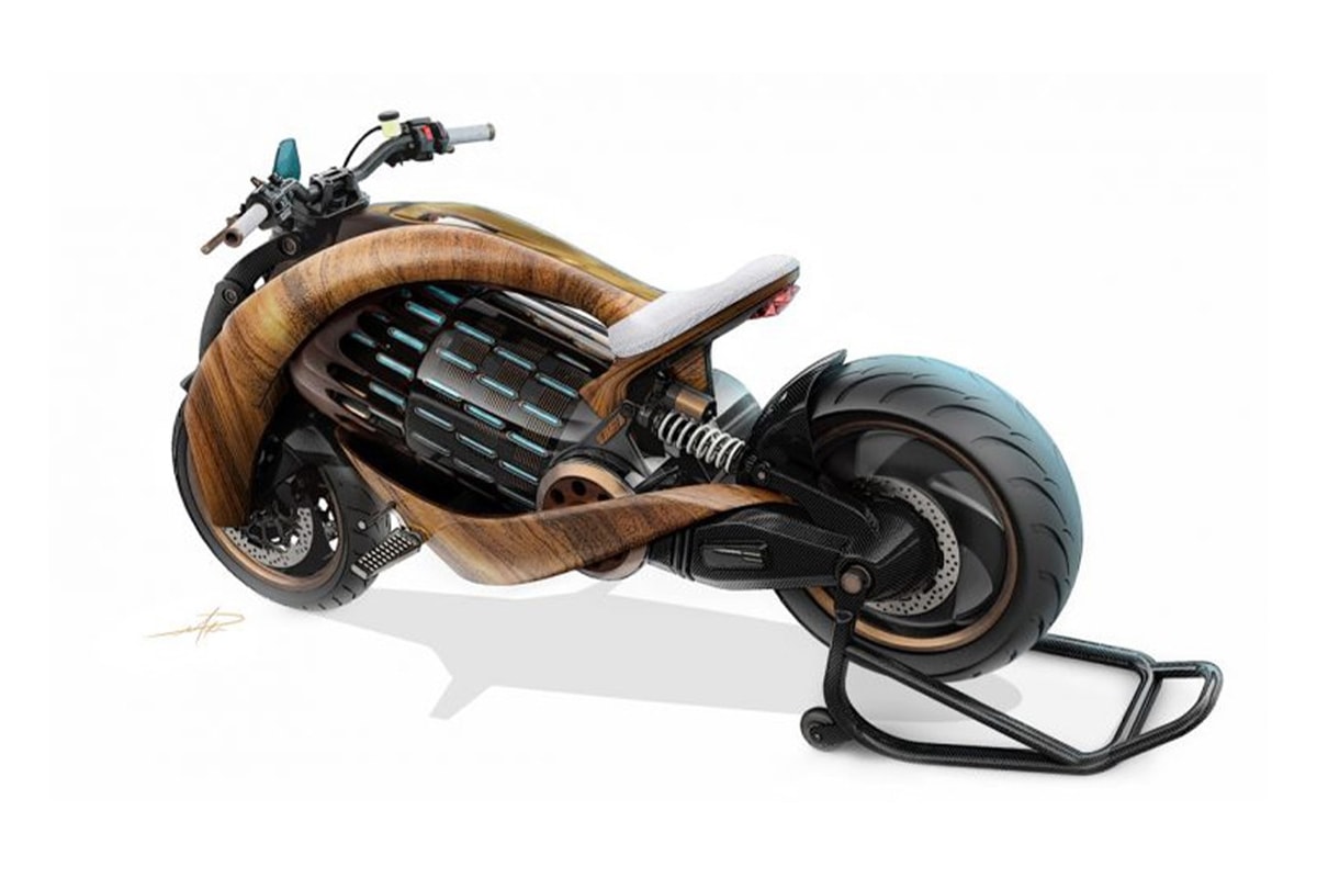 newron motors french france ev 1 motorcycle electric ev wood wooden bike battery motor concept limited edition 
