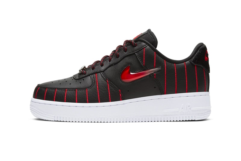 Nike Air Force 1 Jewel Black University Red White chicago bulls pinstripe menswear streetwear shoes sneakers footwear runners trainers kicks basketball spring summer 2020 collection