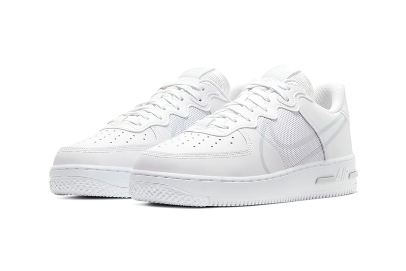 Nike Air Force 1 React D/MS/X white pure platinum release information oversized swoosh cushioning comfort buy cop purchase CT1020-101