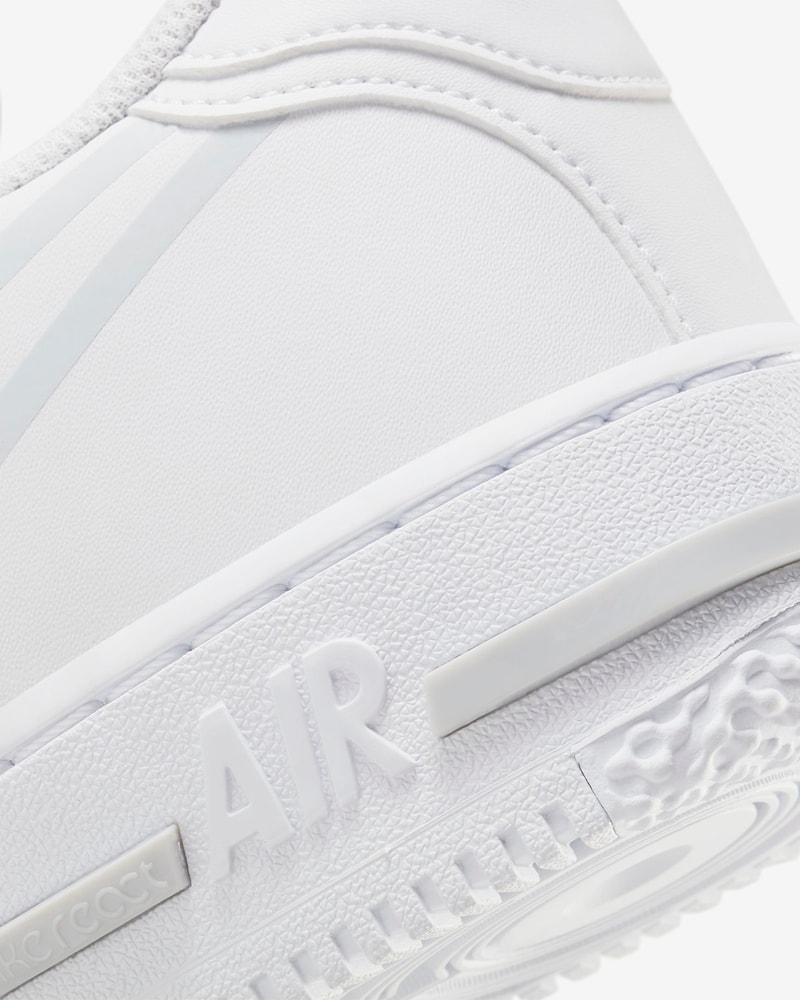 Nike Air Force 1 React D/MS/X white pure platinum release information oversized swoosh cushioning comfort buy cop purchase CT1020-101